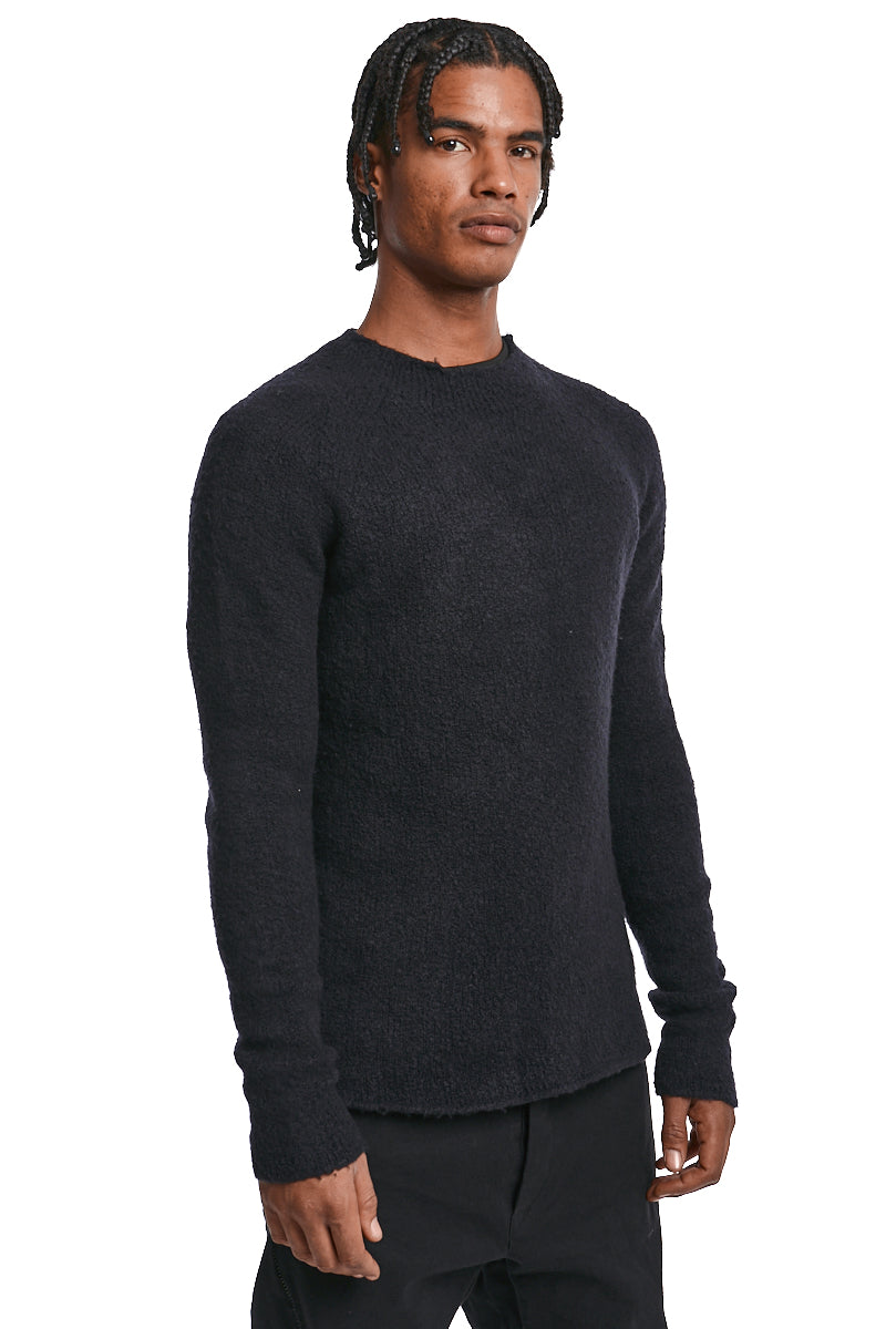 BLACK WOOL HEAVY KNIT JERSEY