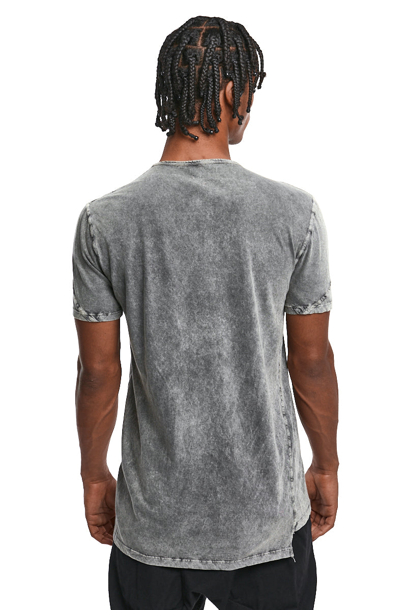 GREY WASH STITCHED COTTON TEE