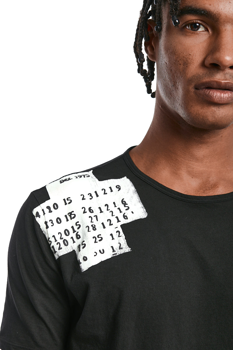 BLACK COTTON PRINT TEE