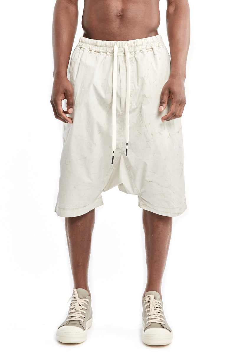 OFF WHITE DROP CROTCH SHORTS