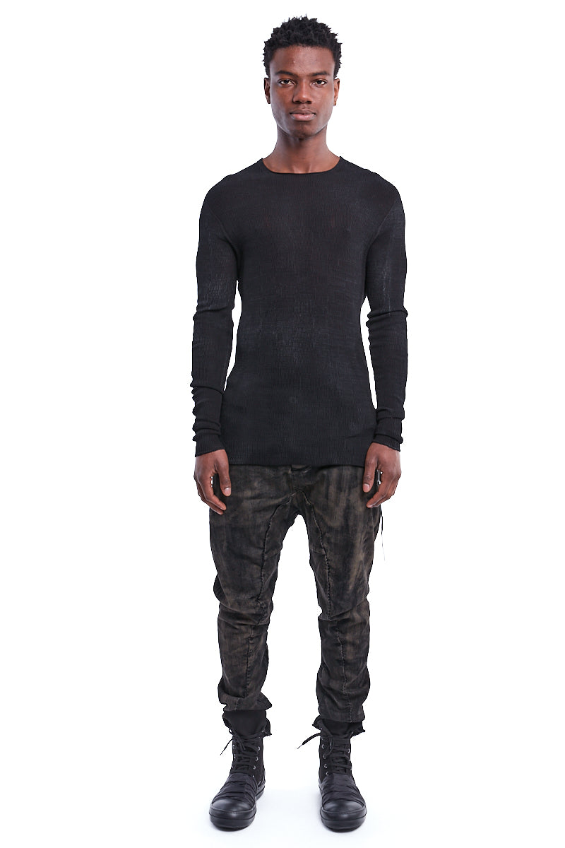 BLACK WRINKLED THIN COTTON TOP