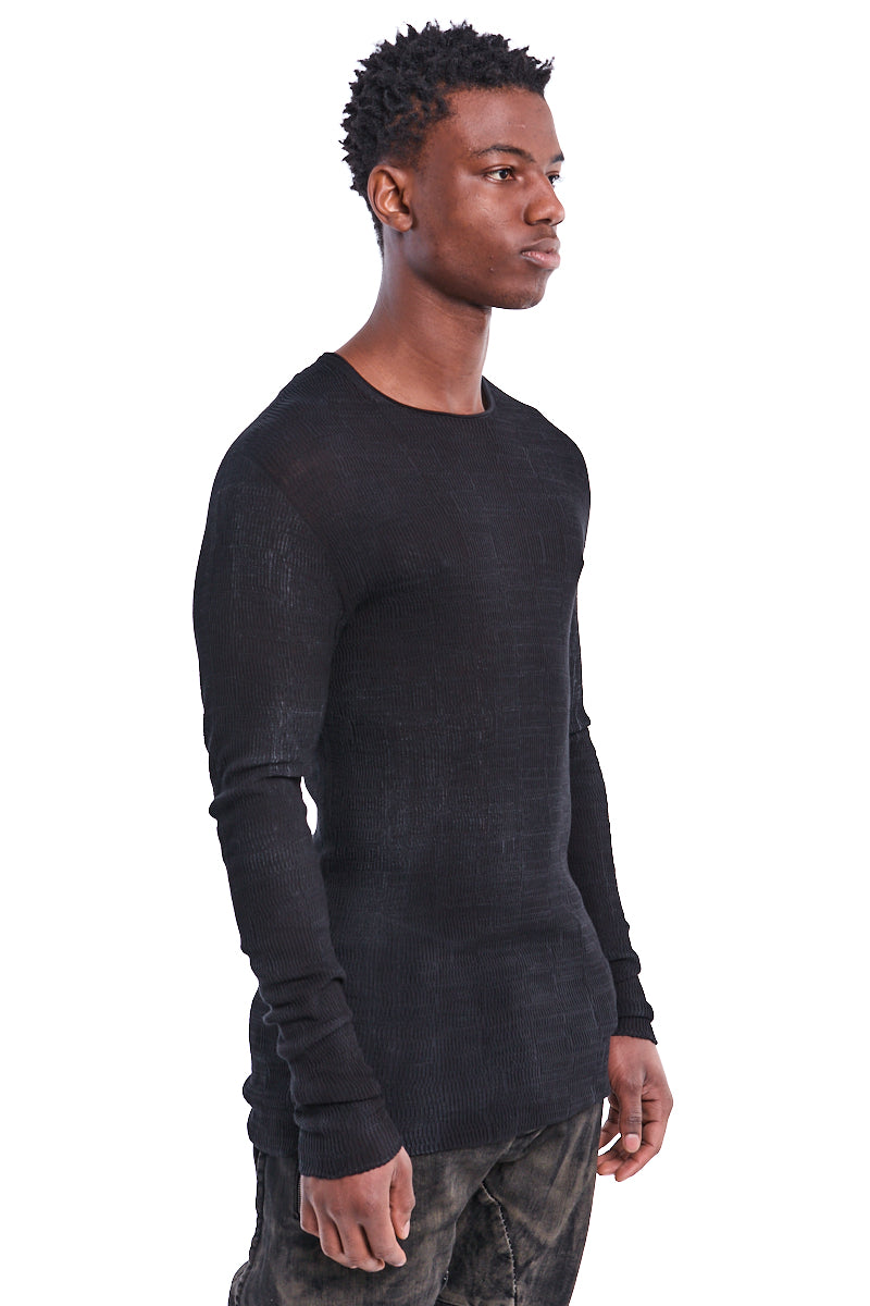 BLACK WRINKLED THIN COTTON TOP