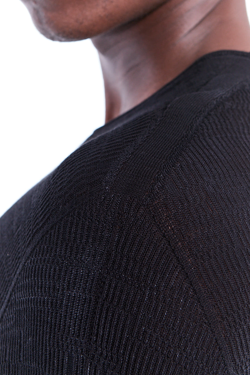 BLACK WRINKLED THIN COTTON TOP