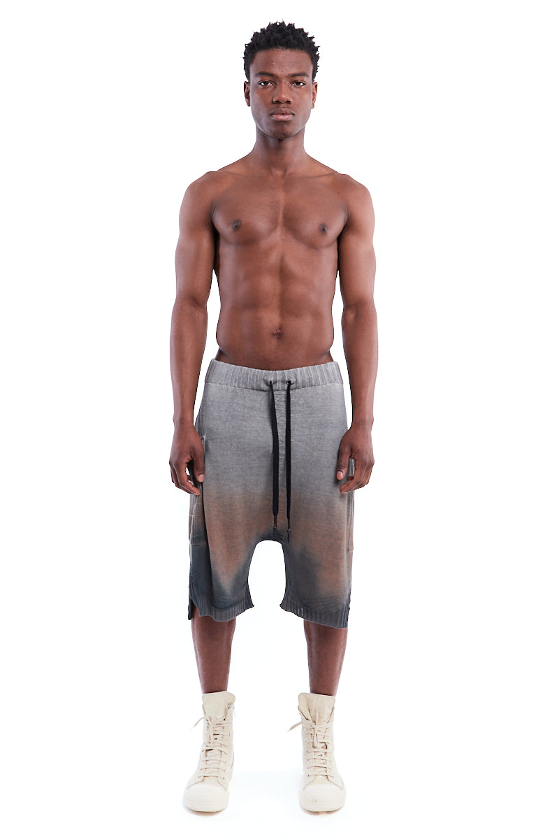 GREY AMBER SIDE POCKET KNITTED SHORTS