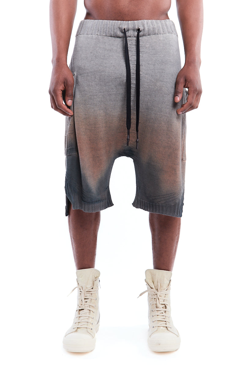 GREY AMBER SIDE POCKET KNITTED SHORTS
