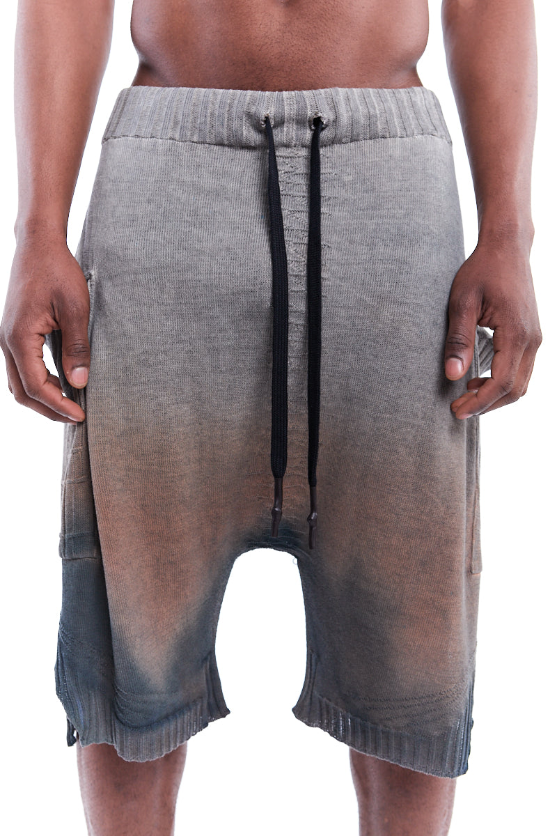 GREY AMBER SIDE POCKET KNITTED SHORTS