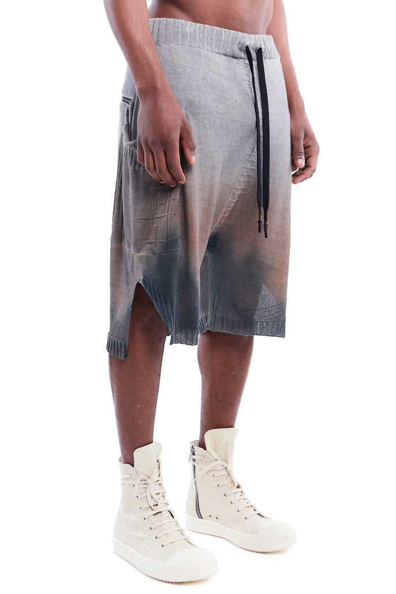 GREY AMBER SIDE POCKET KNITTED SHORTS