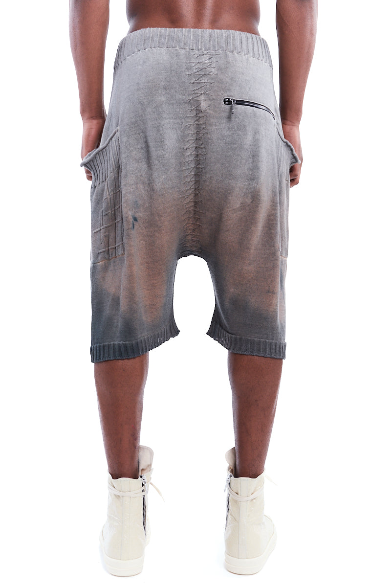 GREY AMBER SIDE POCKET KNITTED SHORTS