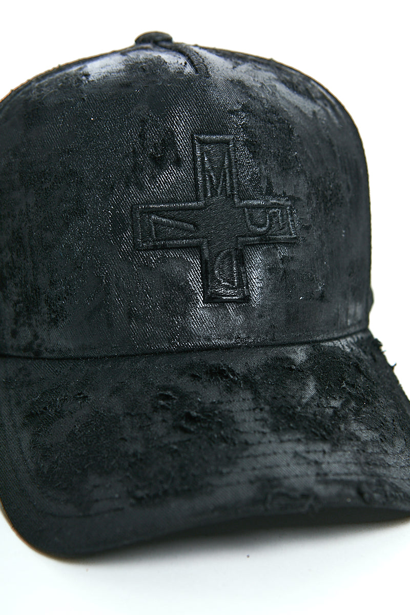 BLACK DISTRESSED CAP