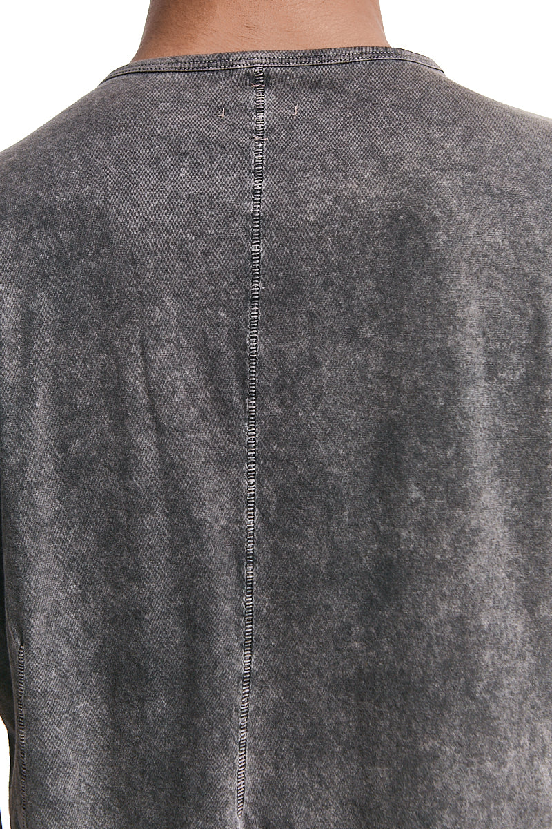 BROWN WASH CROSS-BUTTON TOP