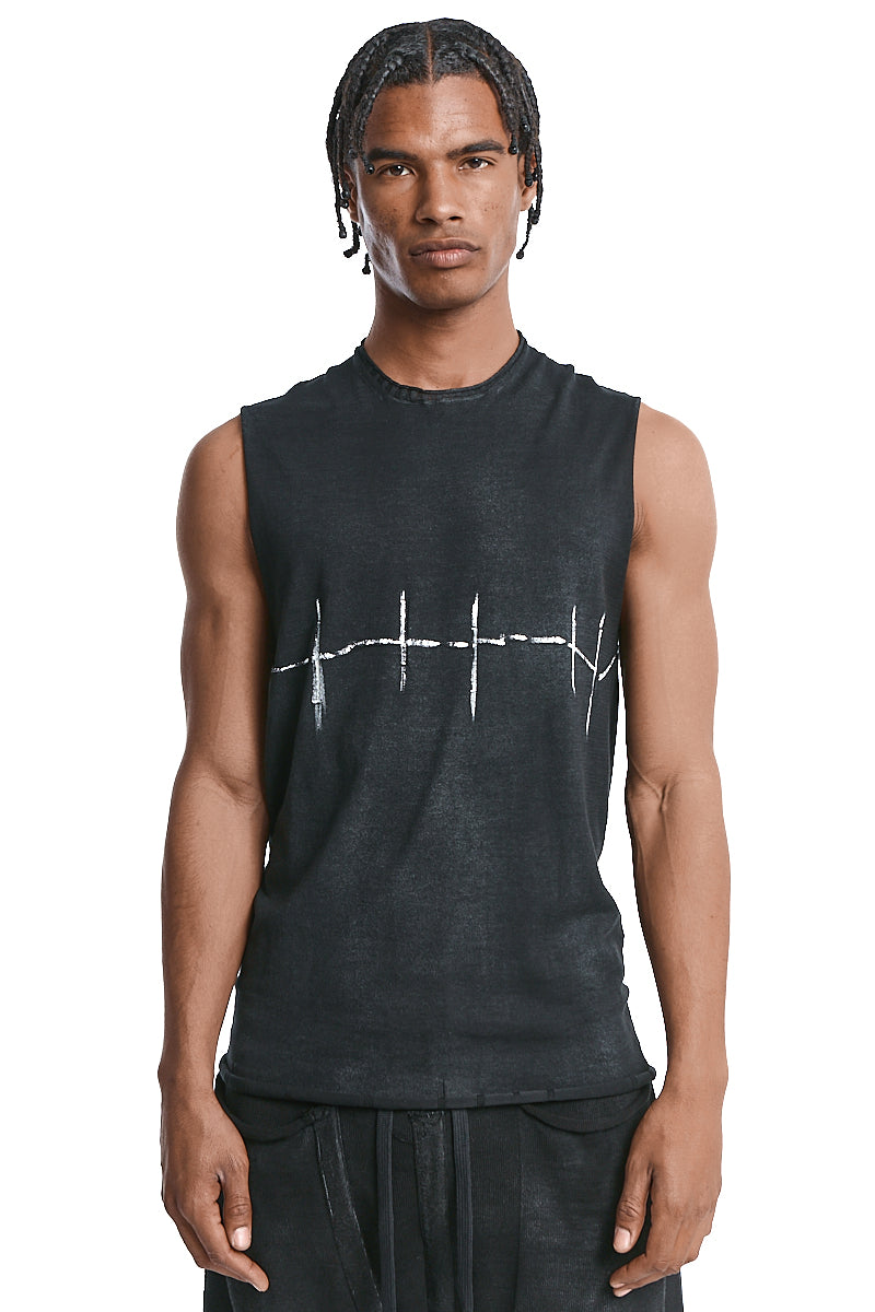 BLACK KNITTED SLEEVELESS TOP