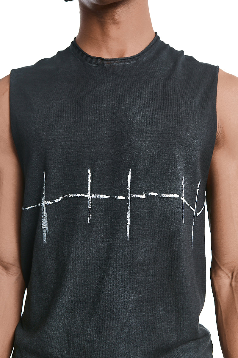 BLACK KNITTED SLEEVELESS TOP