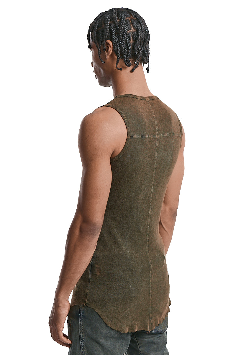 OLIVE WASH LIGHT COTTON SLEEVELESS TOP