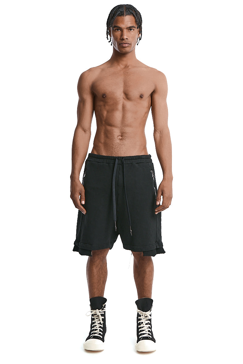BLACK SWEAT DROP CROTH SHORTS
