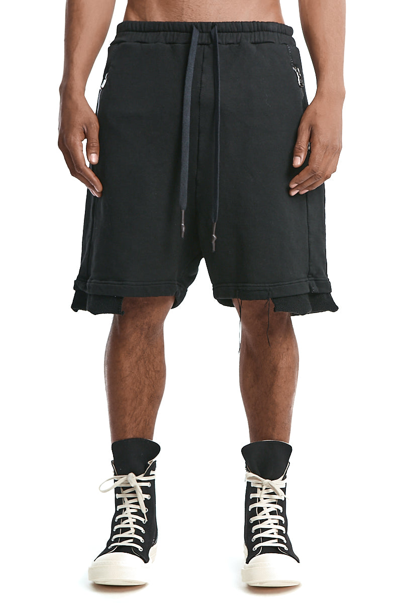 BLACK SWEAT DROP CROTH SHORTS