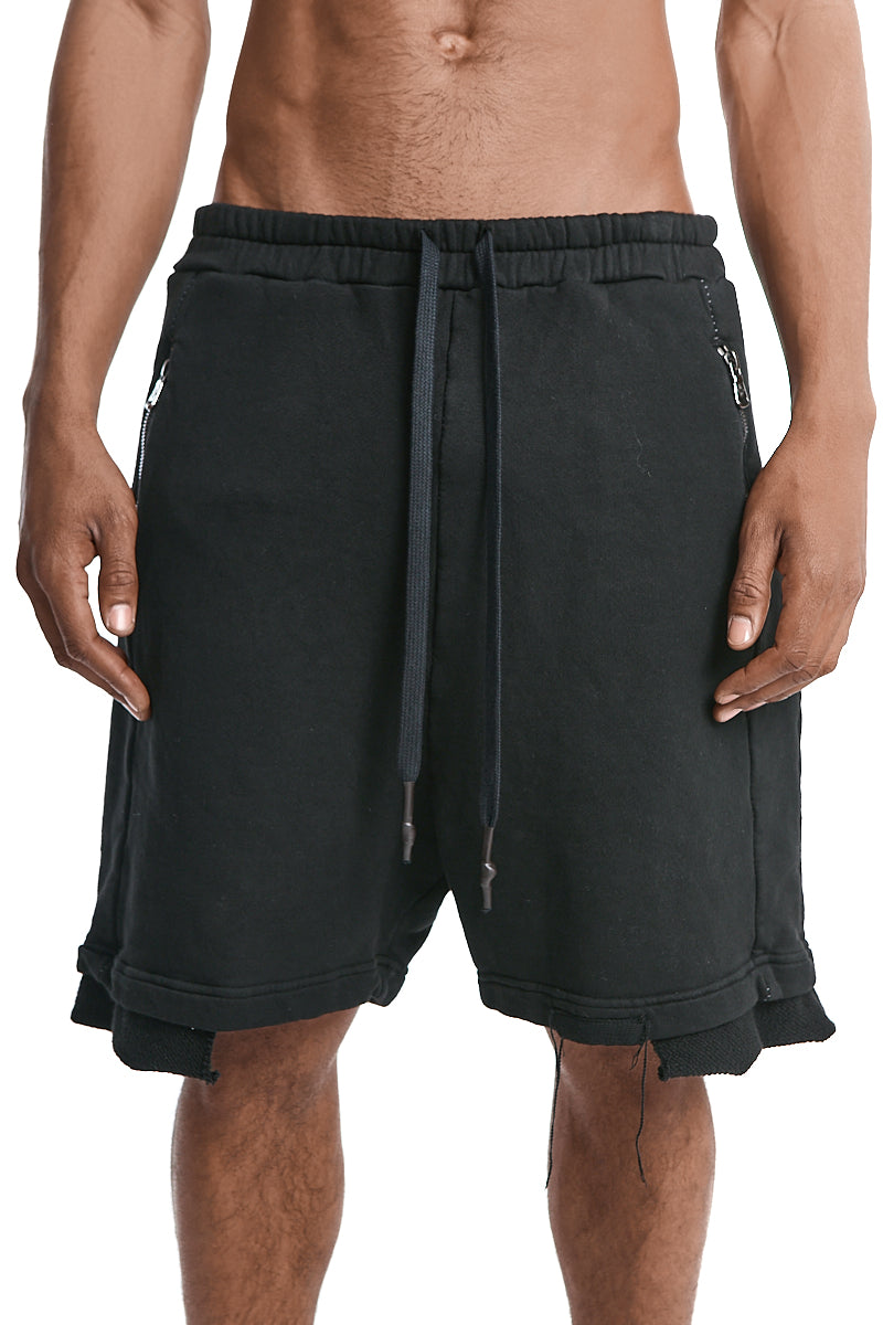 BLACK SWEAT DROP CROTH SHORTS