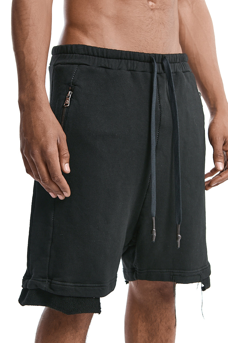 BLACK SWEAT DROP CROTH SHORTS