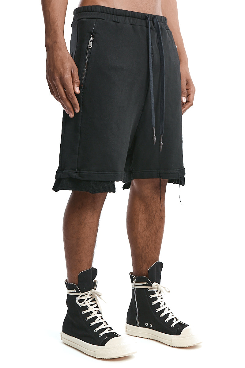 BLACK SWEAT DROP CROTH SHORTS
