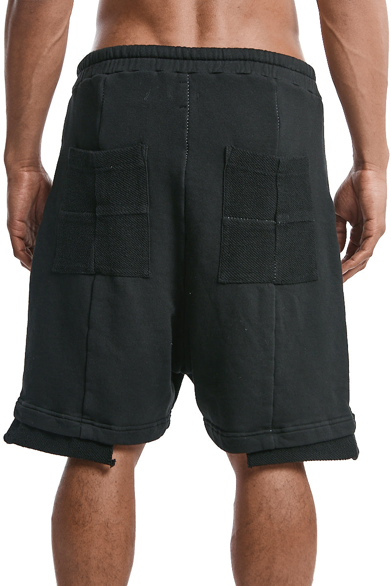 BLACK SWEAT DROP CROTH SHORTS