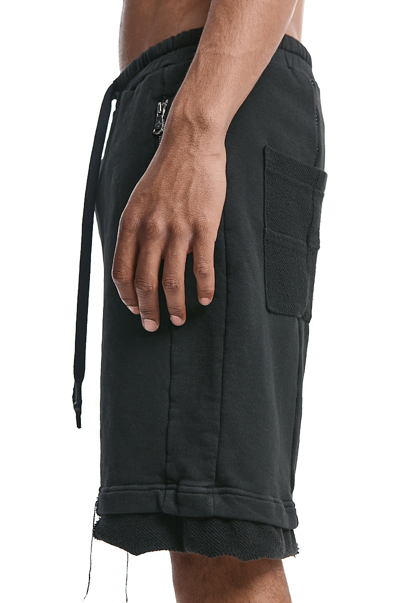 BLACK SWEAT DROP CROTH SHORTS