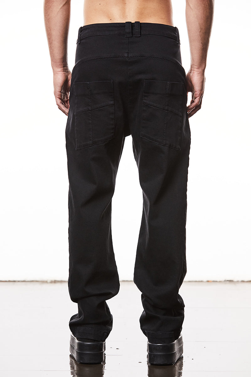 WIDE STRETCH DENIM PANTS