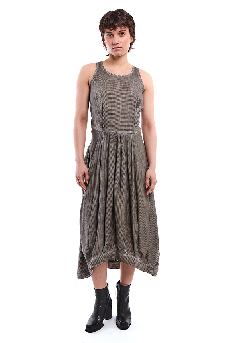 SAND OLD DYED SLEEVE-TIE DECONSTRUCTED DRESS