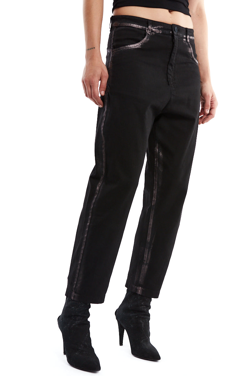 BLACK BRONCE EFFECT PANTS