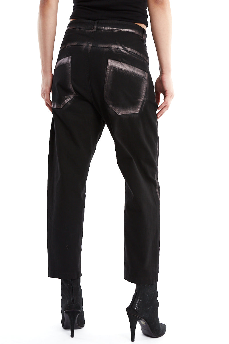 BLACK BRONCE EFFECT PANTS