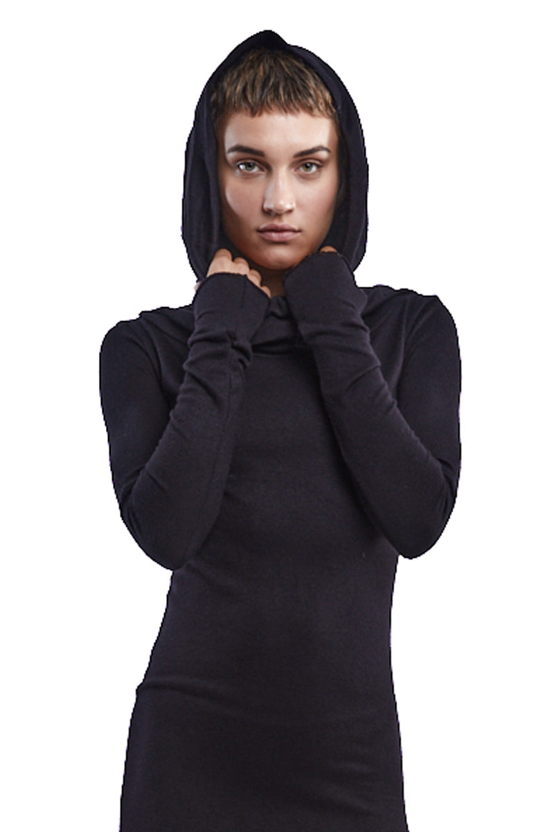 HOODED WOOL DRESS