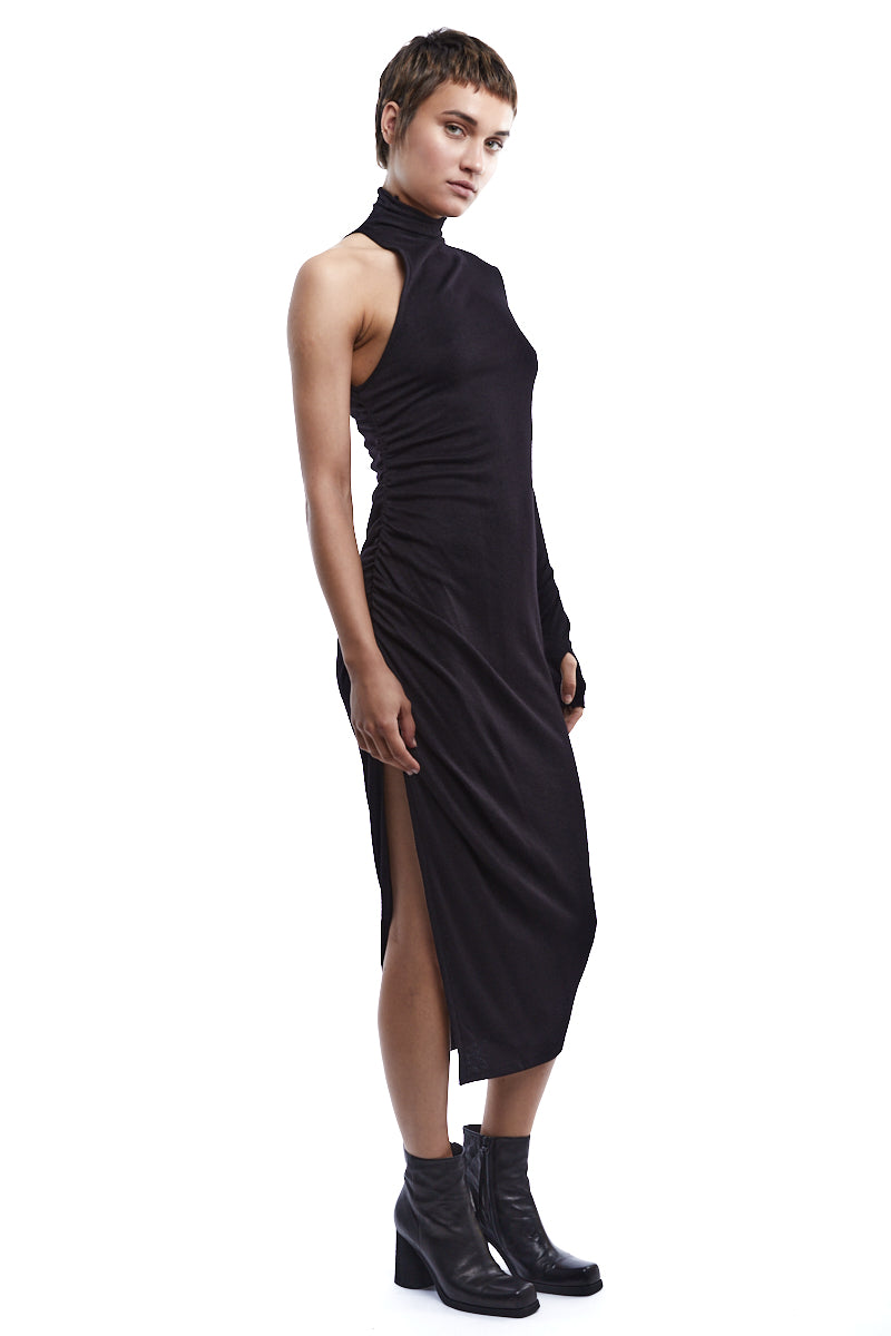 ONE SLEEVE WOOL DRESS