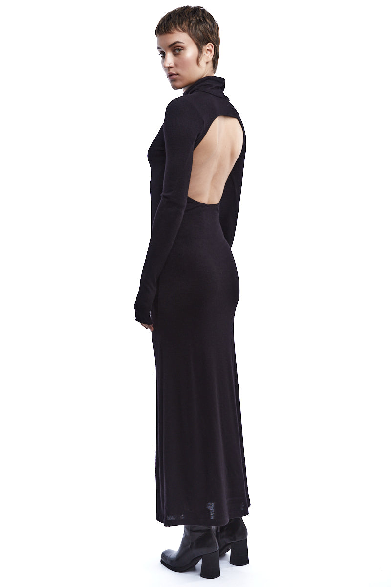 OPEN BACK WOOL DRESS