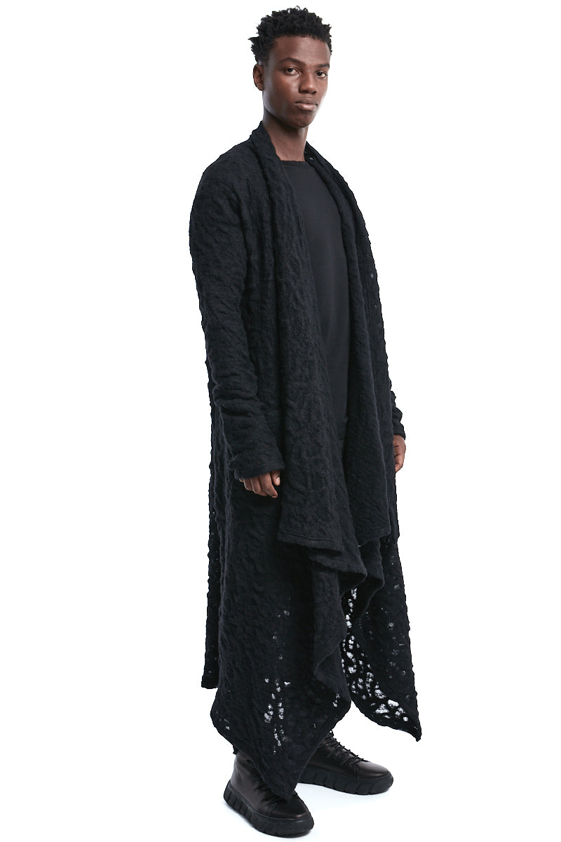 DRAPED WOOL CARDIGAN