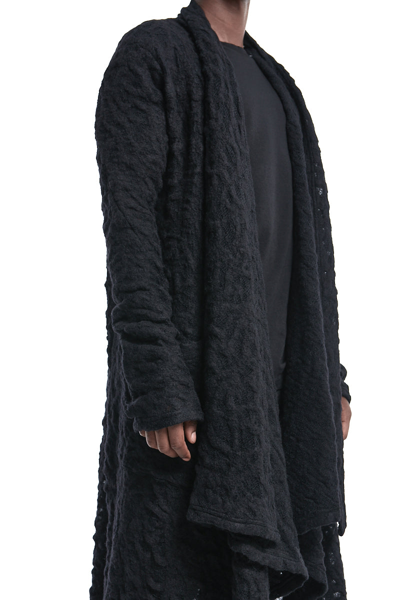 DRAPED WOOL CARDIGAN