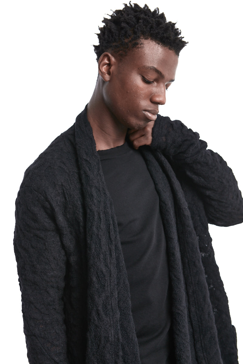 DRAPED WOOL CARDIGAN