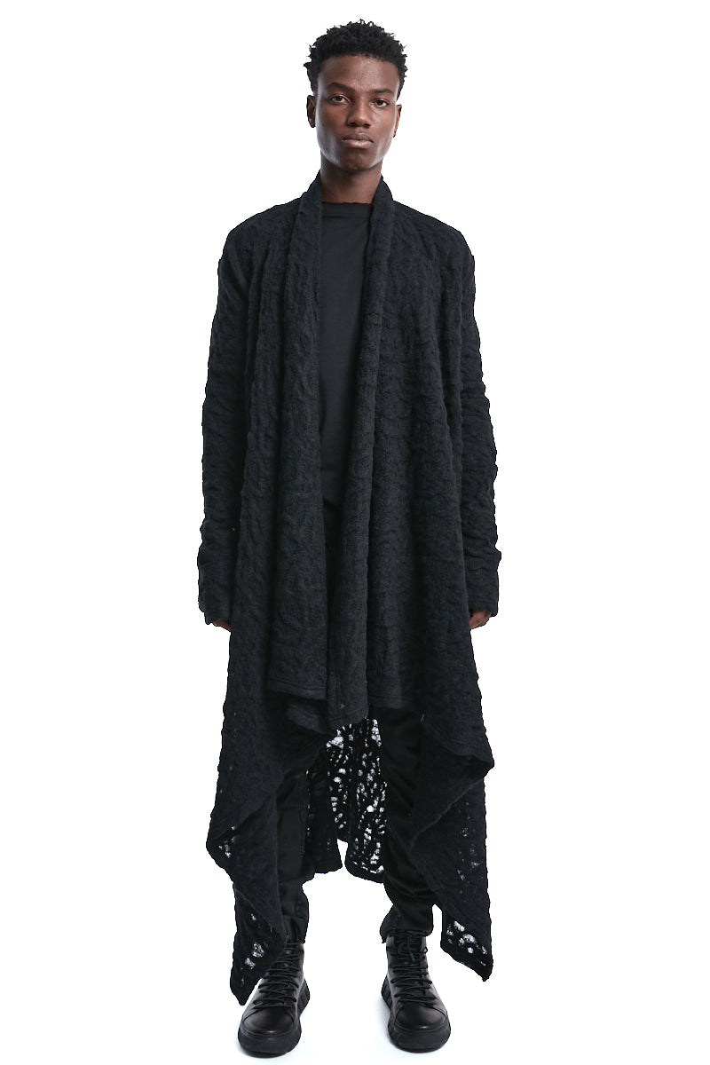 DRAPED WOOL CARDIGAN