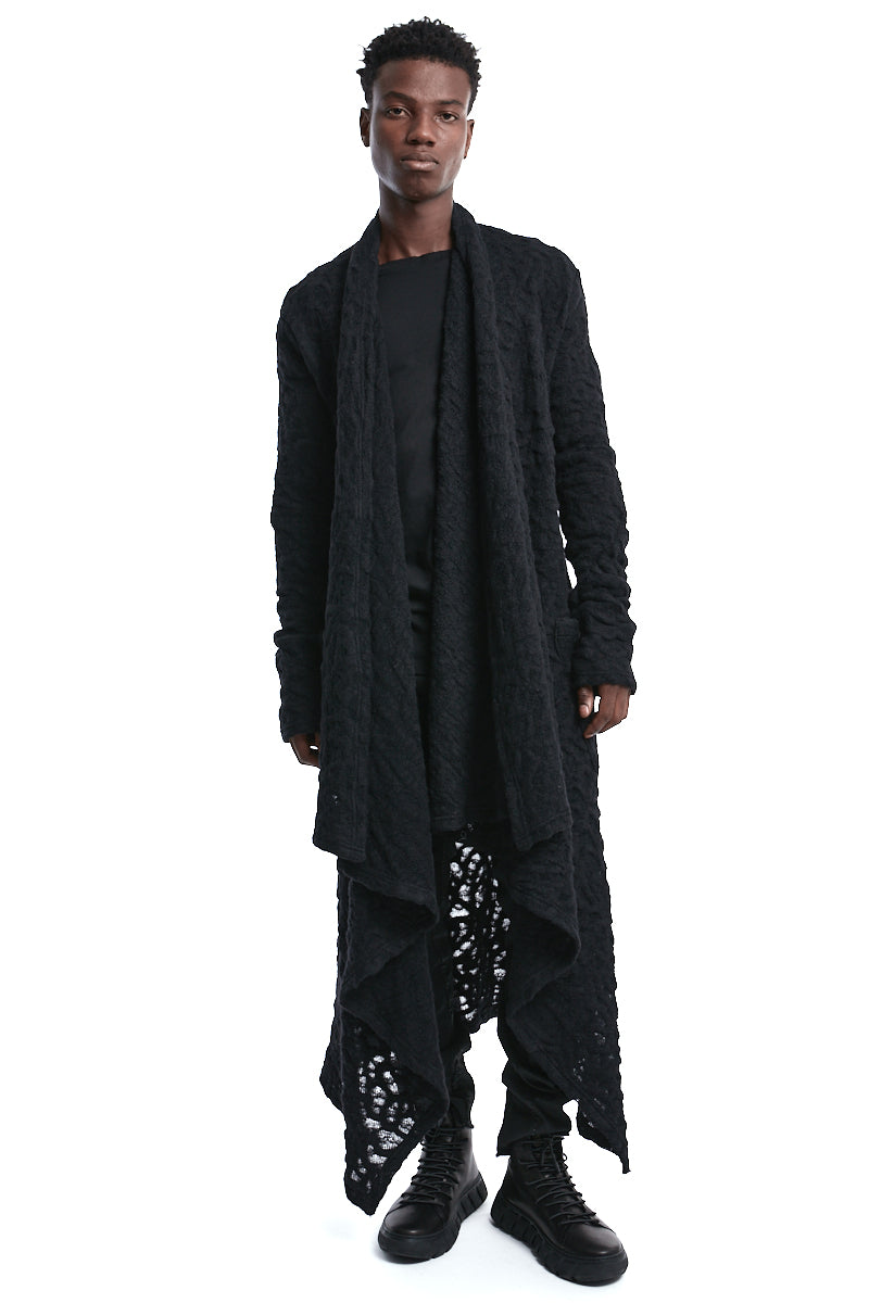 DRAPED WOOL CARDIGAN