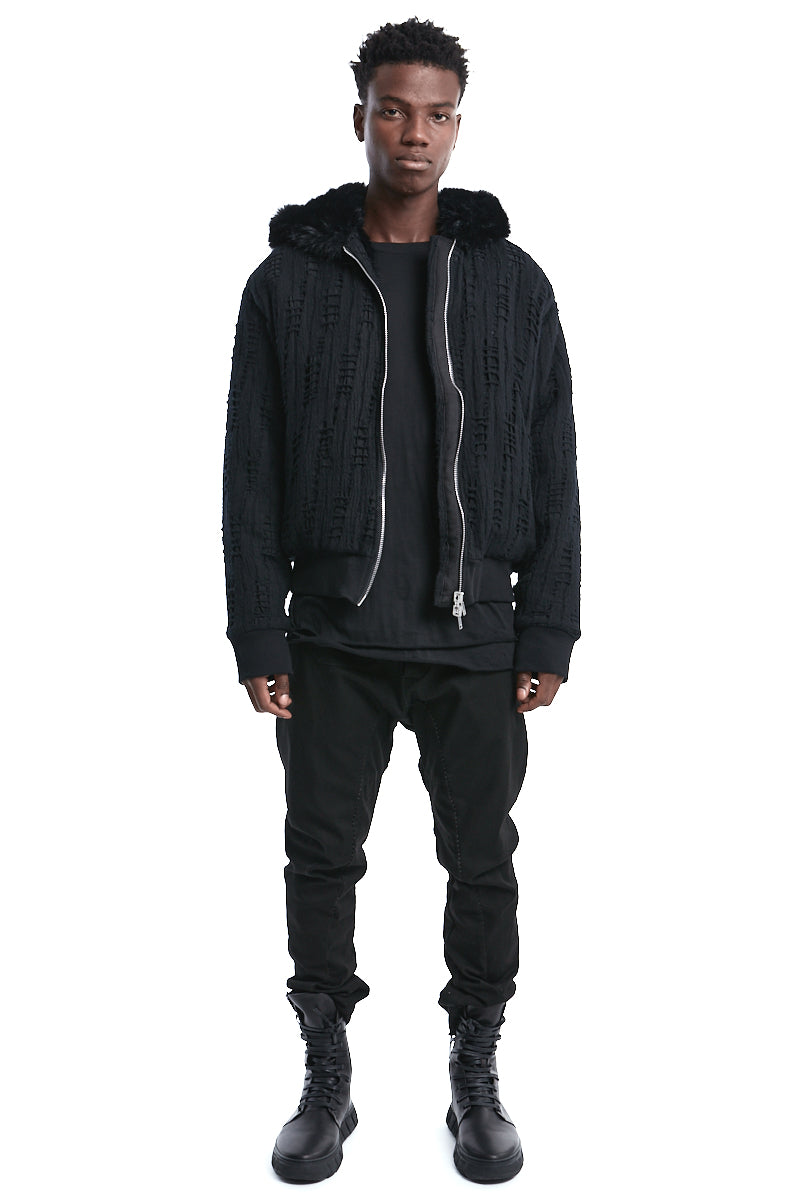 WOOL HOODED BOMBER JACKET