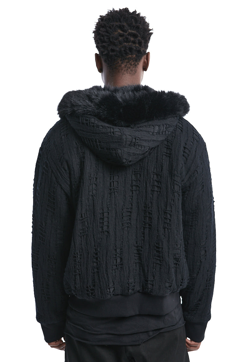 WOOL HOODED BOMBER JACKET