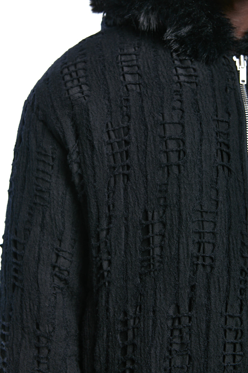 WOOL HOODED BOMBER JACKET