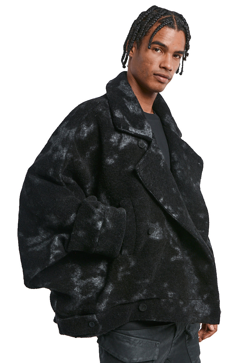 BLACK WOOL OVERSIZE JACKET