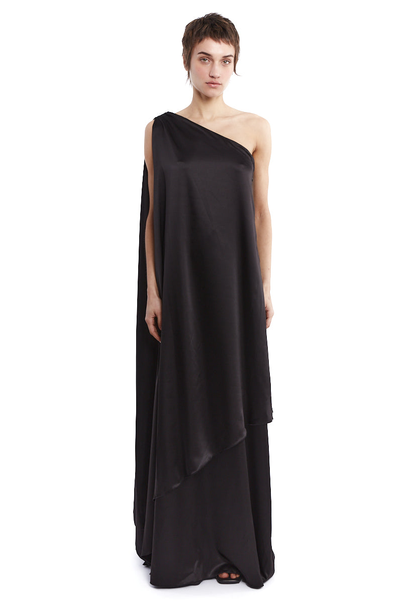 ONE SLEEVE SATIN DRESS