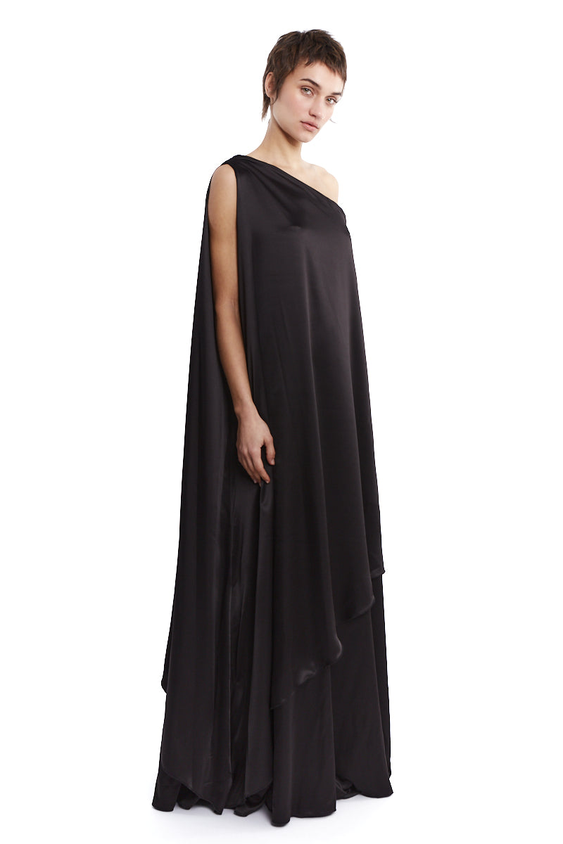 ONE SLEEVE SATIN DRESS