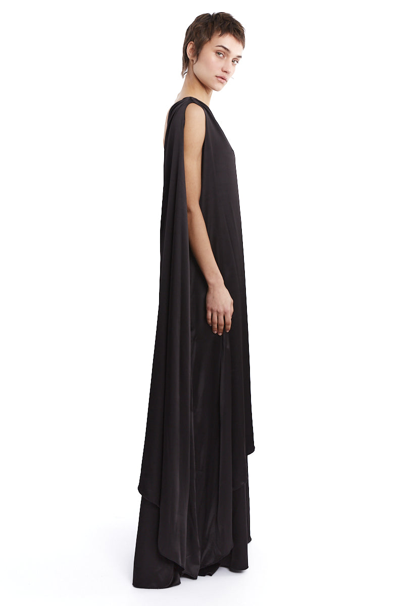 ONE SLEEVE SATIN DRESS