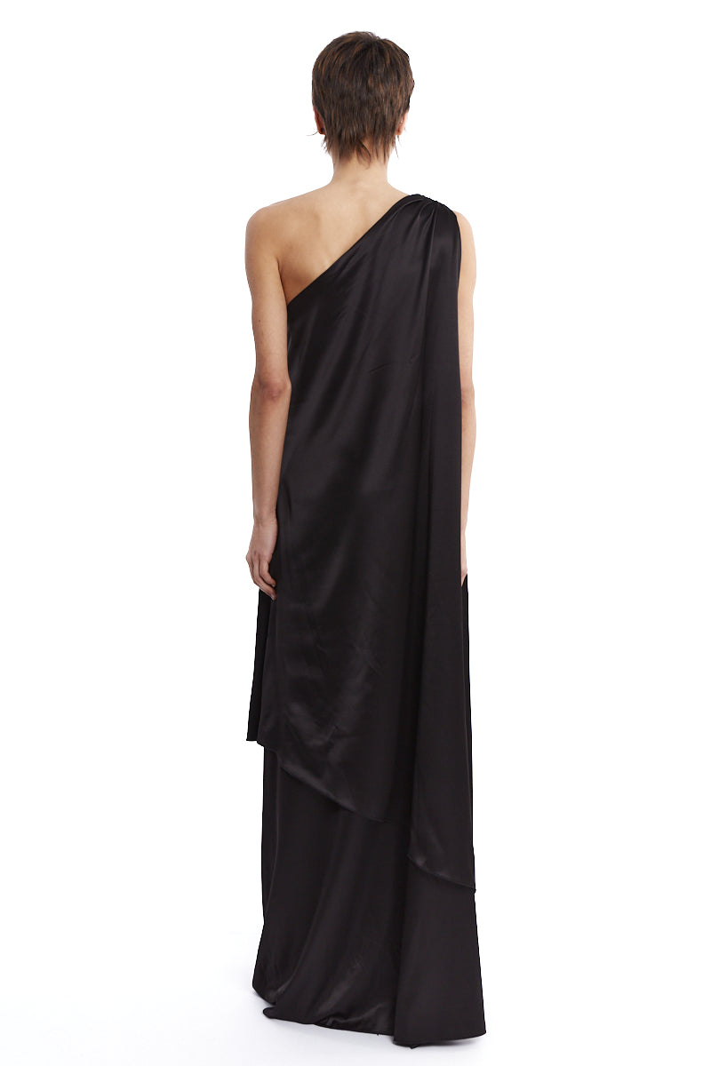ONE SLEEVE SATIN DRESS