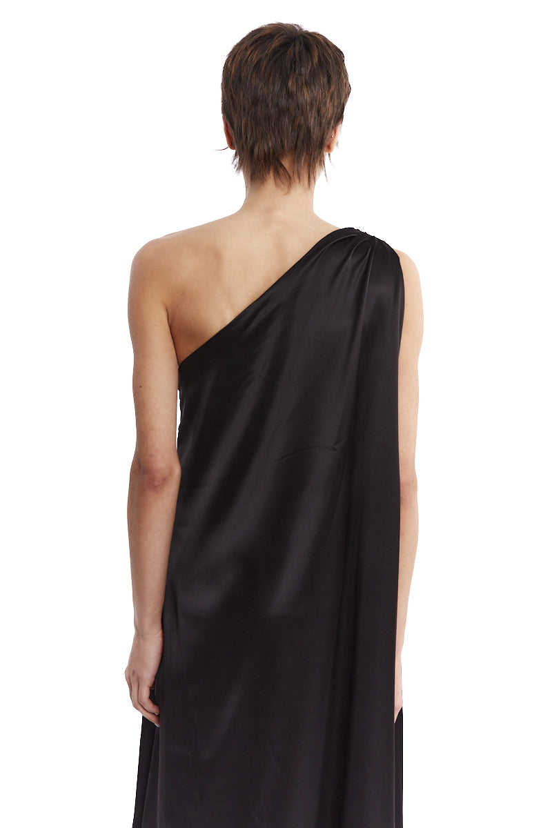 ONE SLEEVE SATIN DRESS
