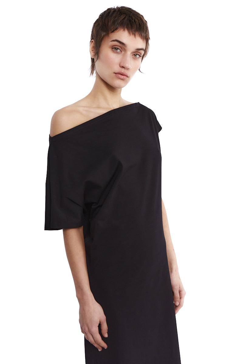 ASYMMETRIC NECK JERSEY DRESS