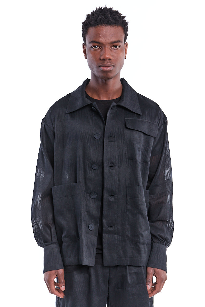 BLACK LIGHT LINEN JACKET