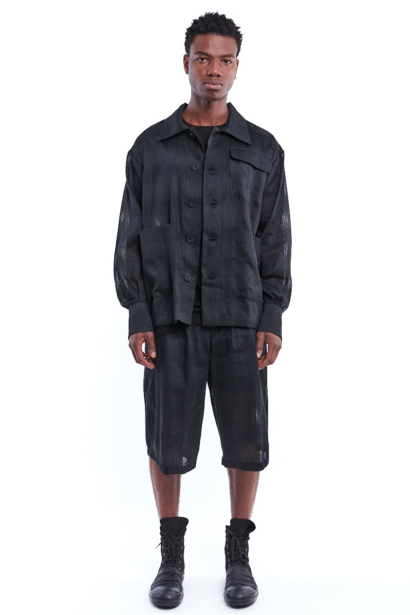 BLACK LIGHT LINEN JACKET