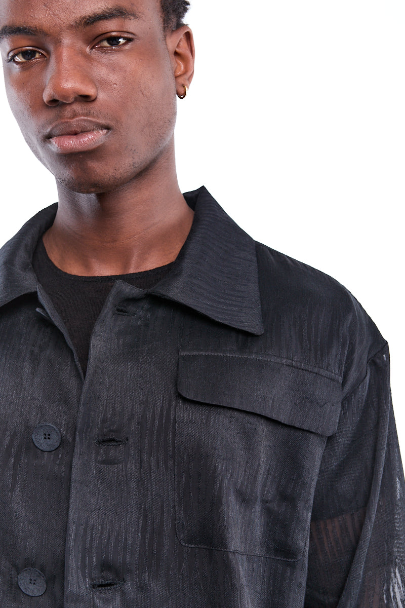 BLACK LIGHT LINEN JACKET