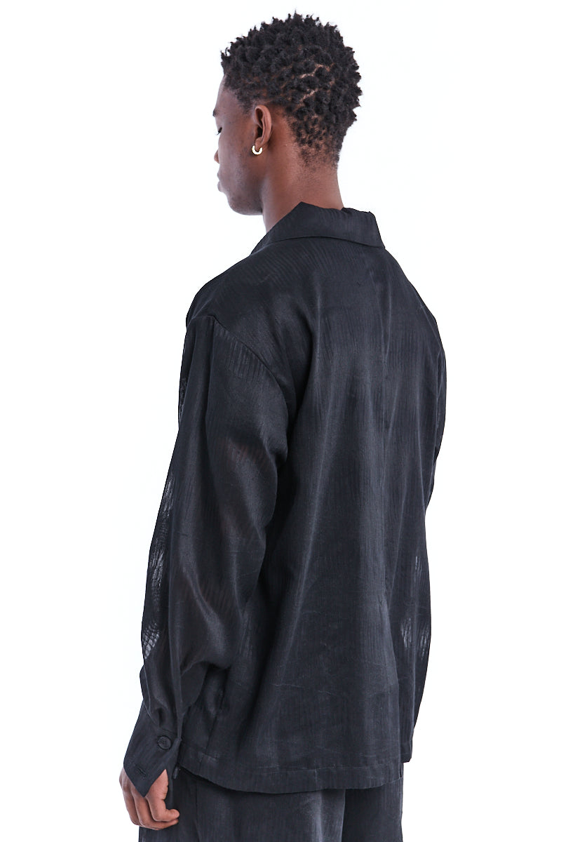 BLACK LIGHT LINEN JACKET
